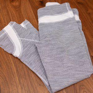 Lululemon Run Inspire Crop Legging - White Stripe Size 4